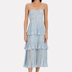 Self-Portrait Floral Chiffon Tiered Midi